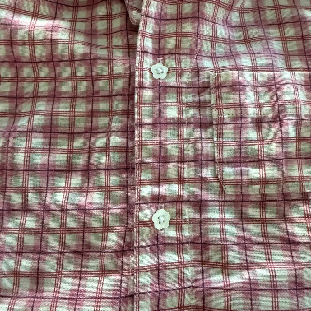 Baby Gap Vintage 2001 Pink Plaid Pajama Top Flower Buttons 18-24 Months XL